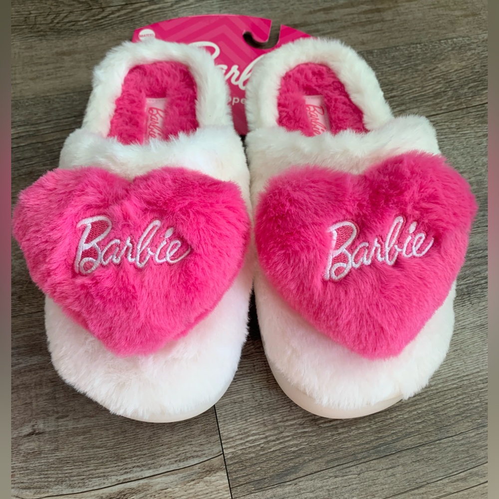 Barbie Heart Slippers, Barbie Slippers, Memory Foam Slippers, Fuzzy Slippers